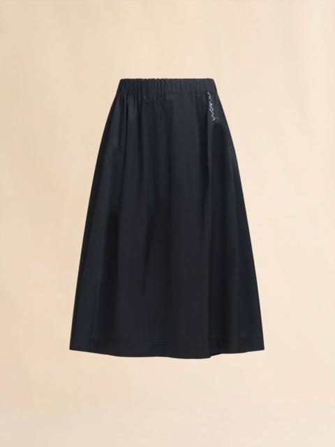 BLACK TAFFETA WIDE SKIRT WITH MARNI SYMBOL