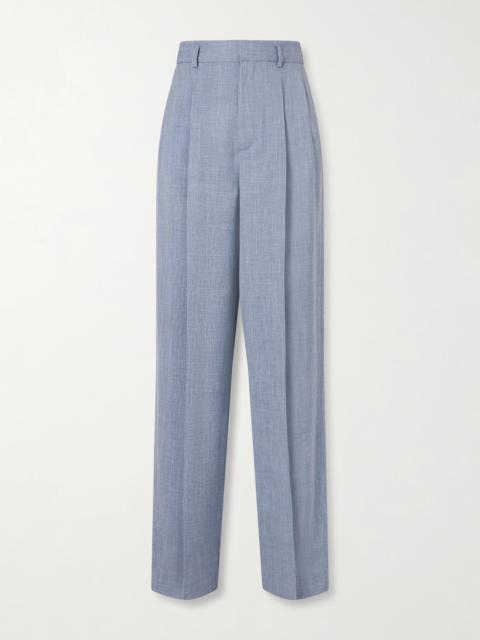 Hector Pleated Wool, Silk And Linen-blend Wide-leg Pants