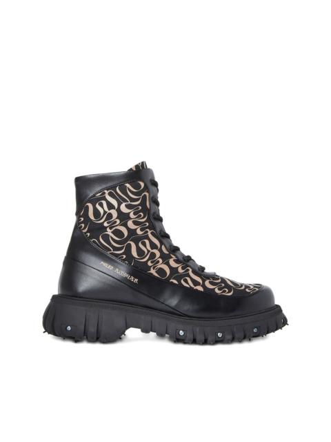 monogram-pattern boots