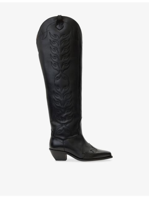Landon Western Leather Knee-High Boots
