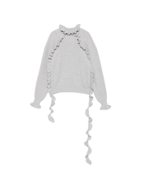 Blumarine Ruffled Ribbed-knit Sweater