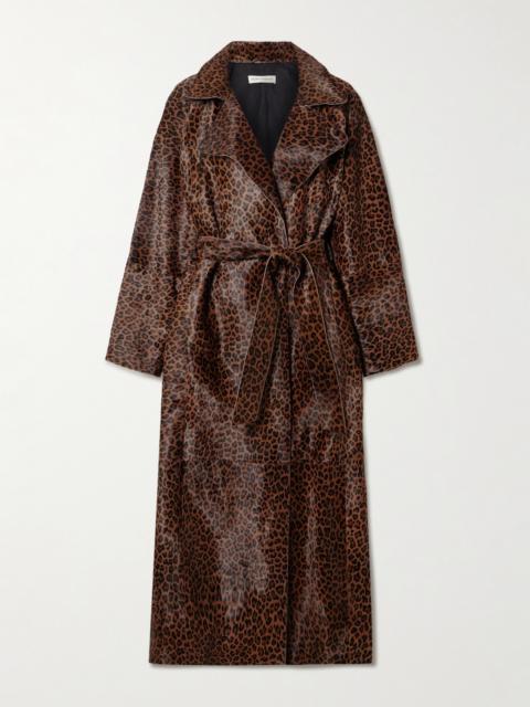 Althea Belted Leopard-print Cow Hair Coat