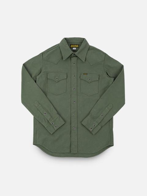 13OZ MILITARY SERGE WESTERN SHIRT - OLIVE DRAB GREEN
