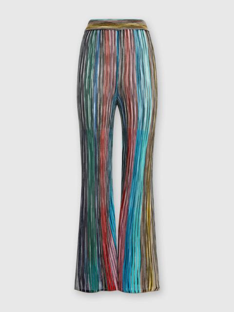 Slub ribbed knit trousers with sequins