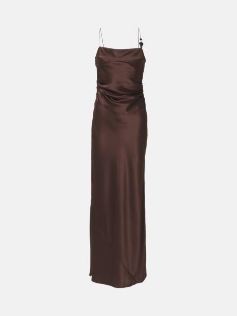 Lush beaded silk satin slip dress