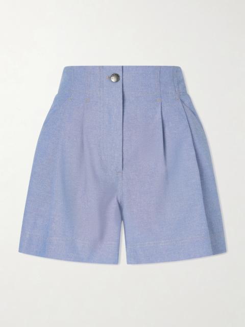 Pleated Cotton-chambray Shorts