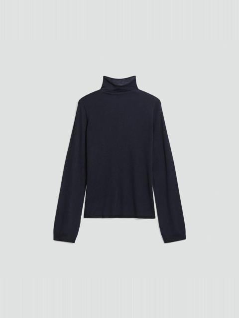 Slit Sleeve Turtleneck Sweater in Wool-Viscose