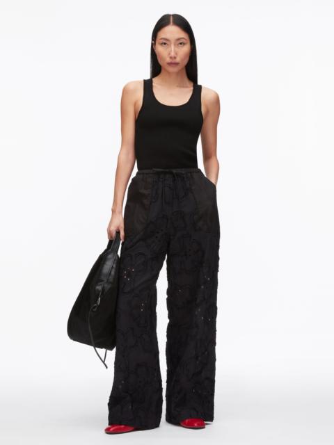 Embroidered Straight Leg Pull On Pants