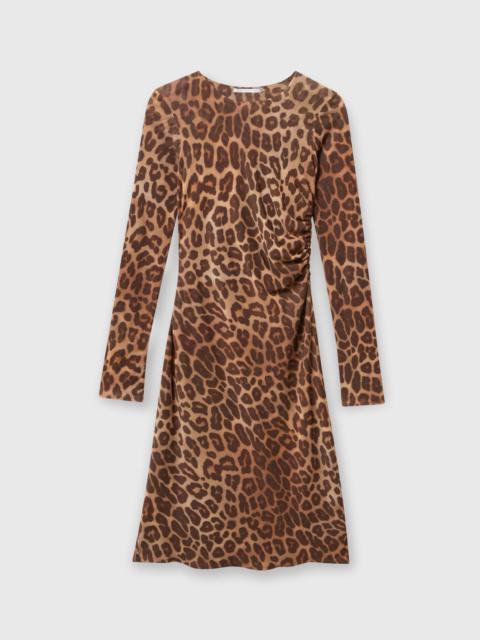 Leopard Long-Sleeve Midi Dress