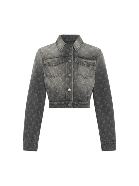 Moon Laser Grey Wash Denim Cropped Jacket
