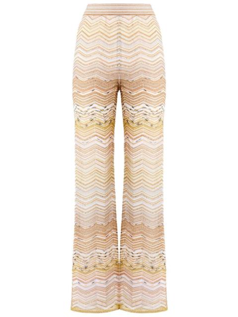 Wide Leg Knit Trousers - Gold