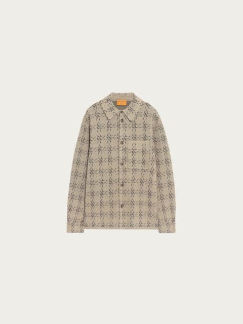 Linen Blend Plaid Work Shirt - Sandstone Combo