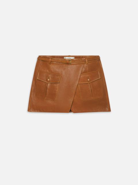 The Leather Cargo Skirt in Chestnut