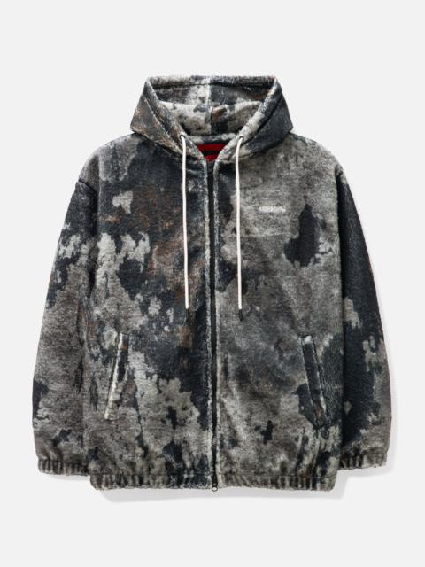 BURN PRINT ZIP-UP FLEECE HOODIE