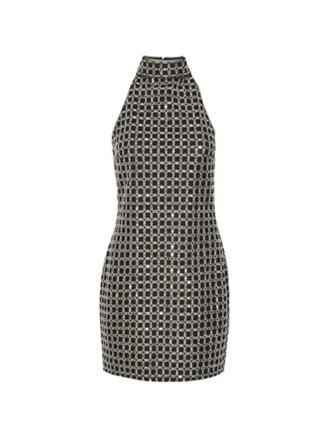 halterneck embellished mini dress