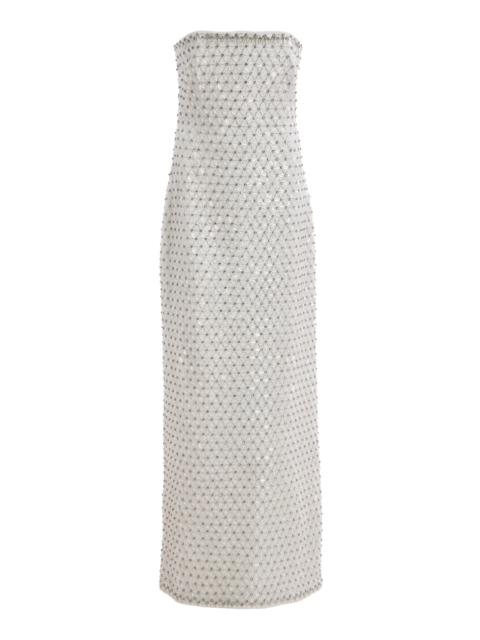 Vanessa Embellished Bustier Midi Dress white