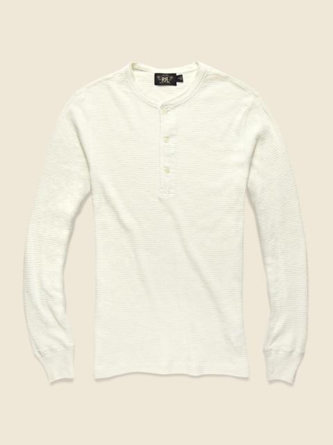 Waffle-Knit Henley - Paper White