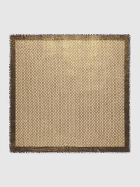 Shiny GG wool jacquard shawl