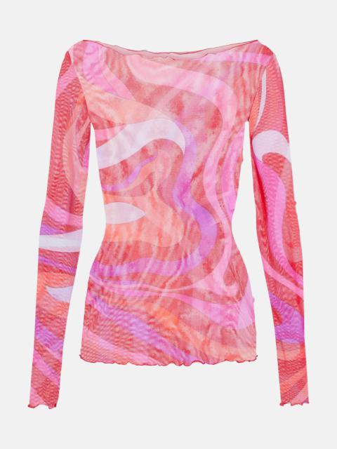 Marmo semi-sheer tulle top