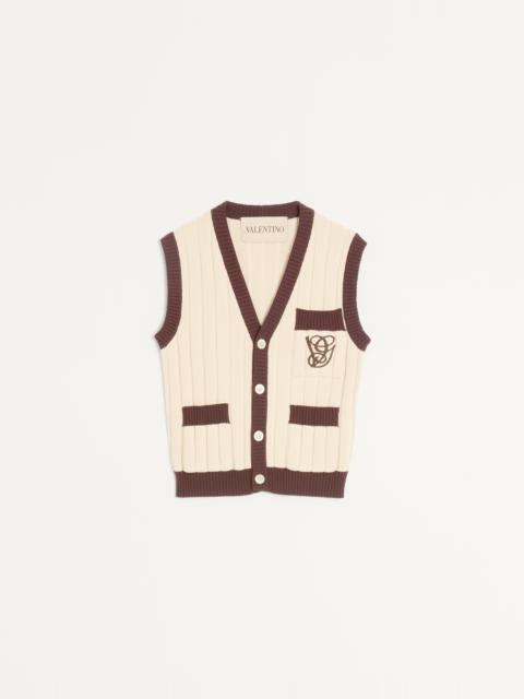 RIBBED COTTON VEST WITH VG EMBROIDERY