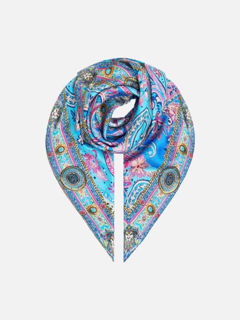 LARGE CRYSTALLED SILK SQUARE SCARF