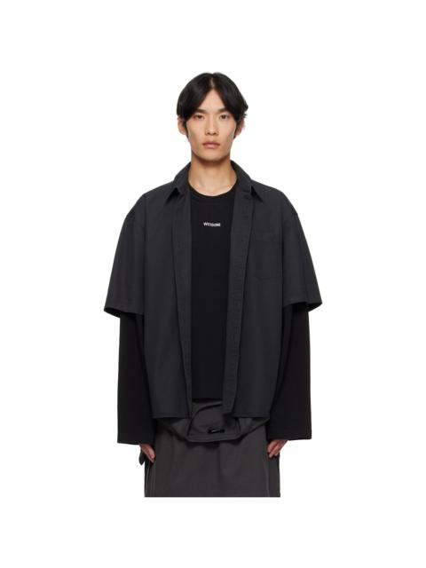 Gray & Black Logo Long-Sleeved Layered Shirt