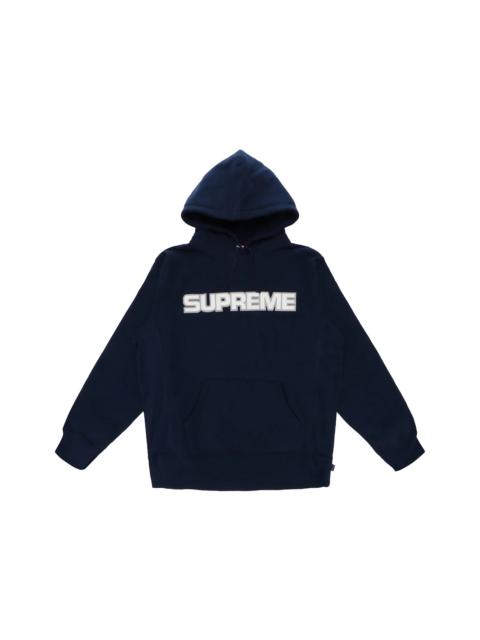 Supreme Perforated Leather Hooded Sweatshirt Navy