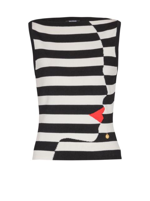 Knit Marinière top with Face motif