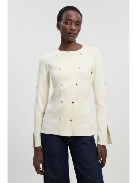 Viscose Blend Stud Detail Long Sleeve Knit Top