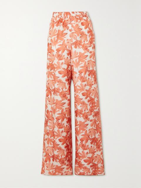 Floral-print Silk Wide-leg Pants
