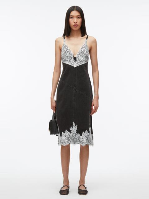 Denim Slip Dress with Lace