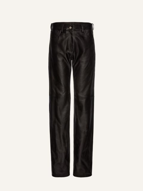 Straight-leg leather pants in black