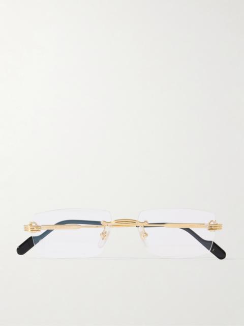 Première De Cartier Rimless Rectangle-frame Gold-tone Optical Glasses