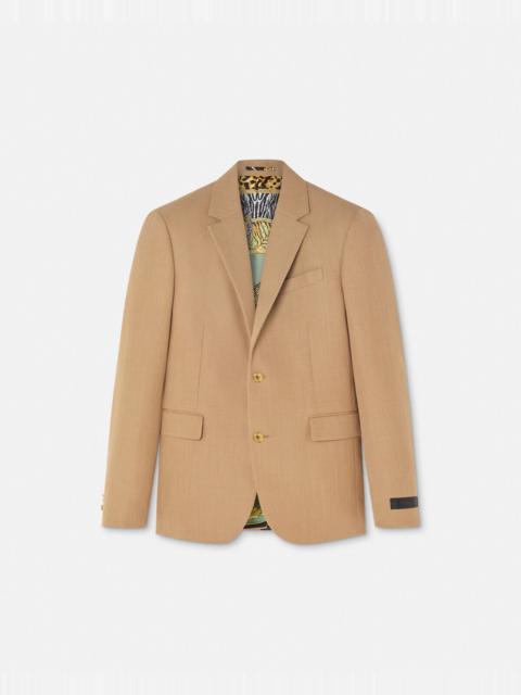 Mélange Wool Single-Breasted Blazer