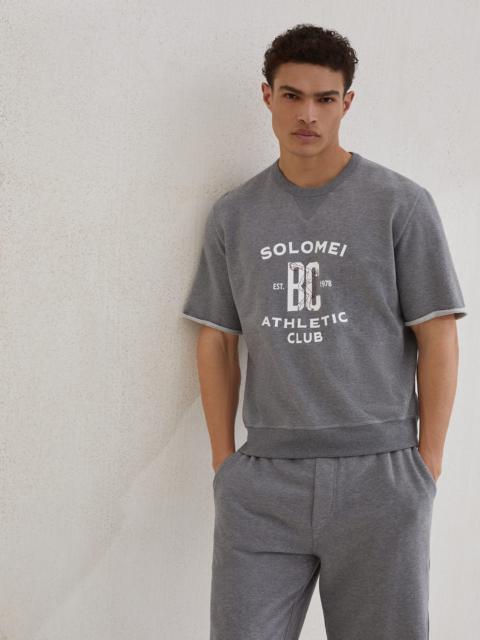 Cotton smooth French terry short sleeve sweatshirt with print