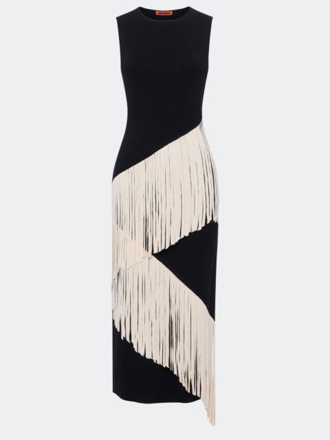 Spiral Knit Dress In Black/Macadamia