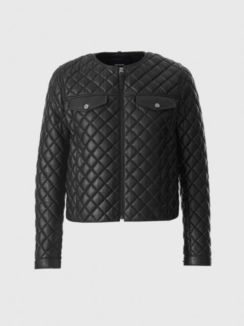 LENA Quilted Lamb Leather Cropped Jacket