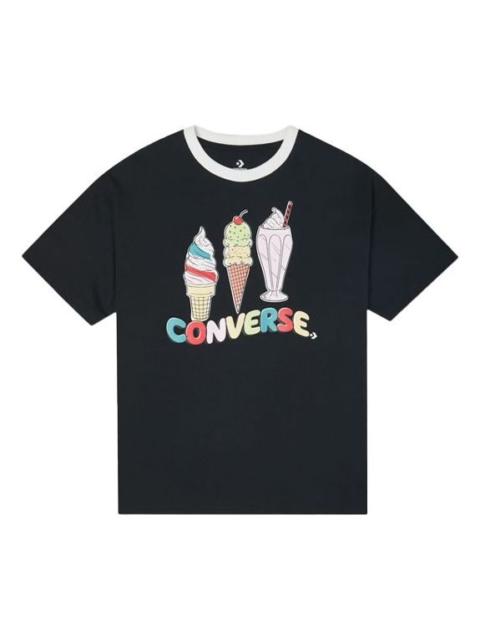 (WMNS) Converse Printing Sports Short Sleeve Black 10022853-A03