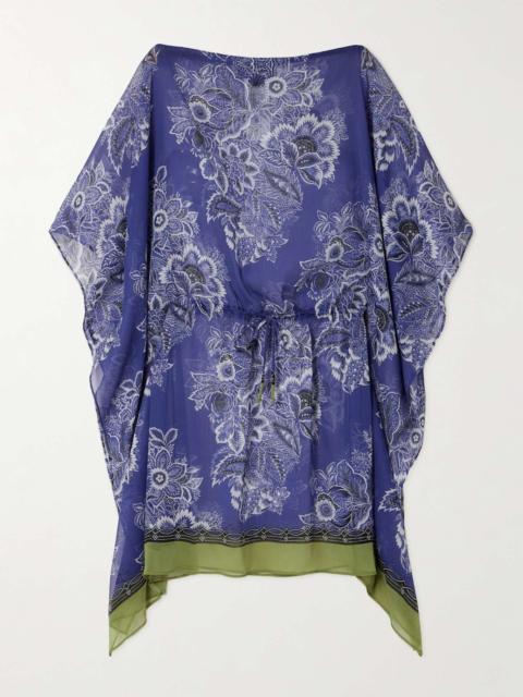 Floral-print crepon kaftan