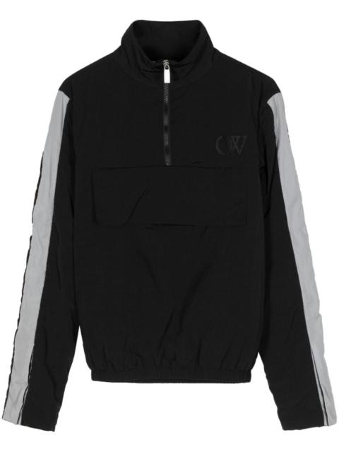 logo-embroidered half-zip jacket