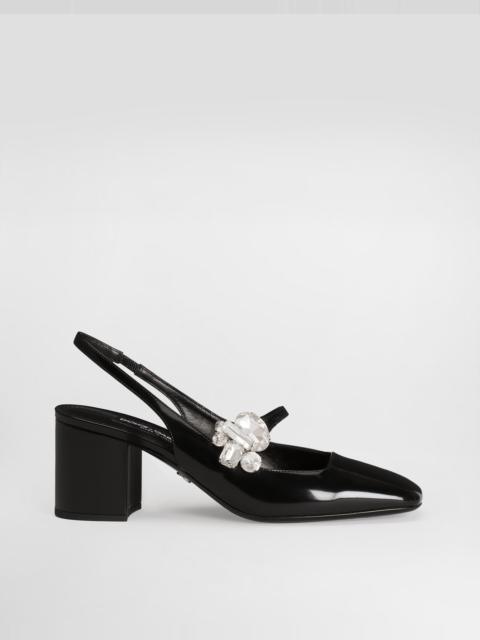 Polished calfskin slingback