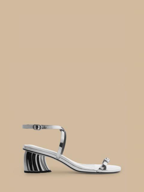 Silver Monstera Heeled Scallop Sandal