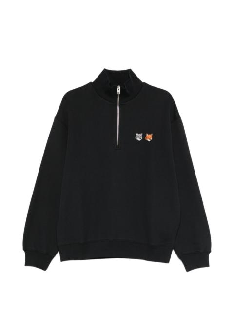 Fox-head half-zip sweatshirt