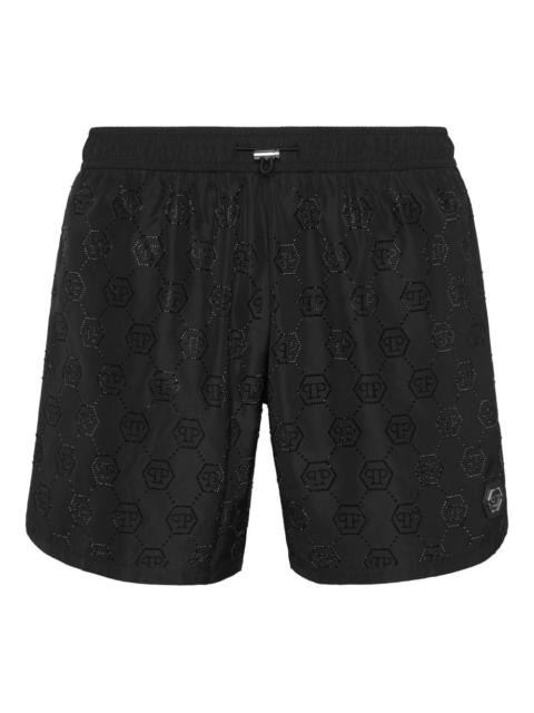 logo-embossed swim shorts