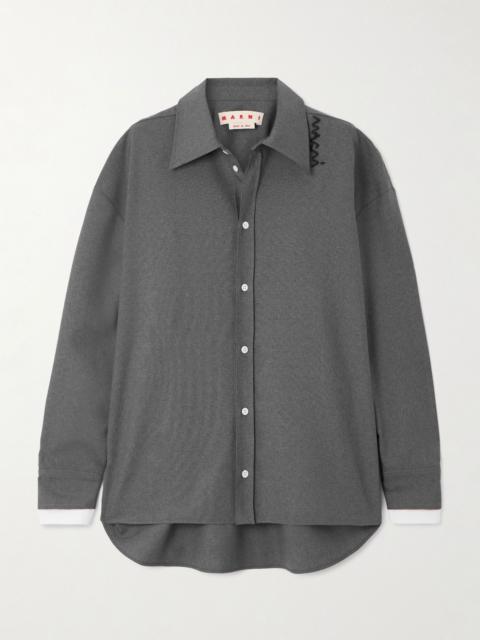 Embroidered wool shirt Gray