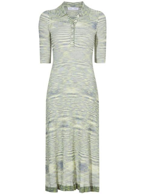Space Dye ribbed-knit polo dress