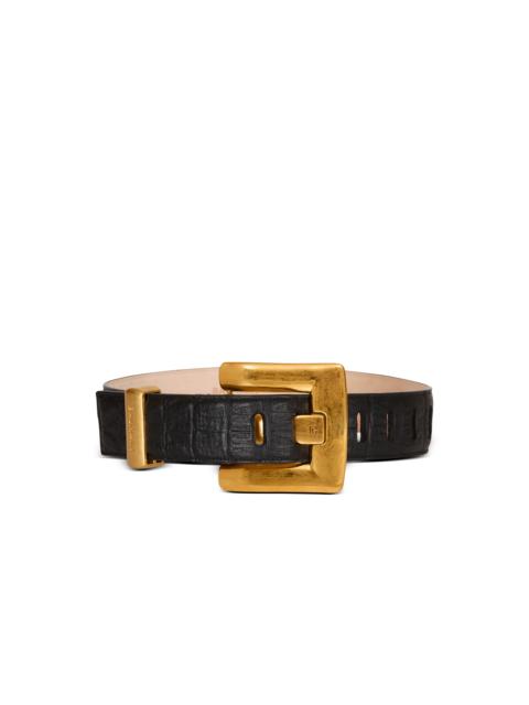 Anthem belt in embossed crocodile-print calfskin