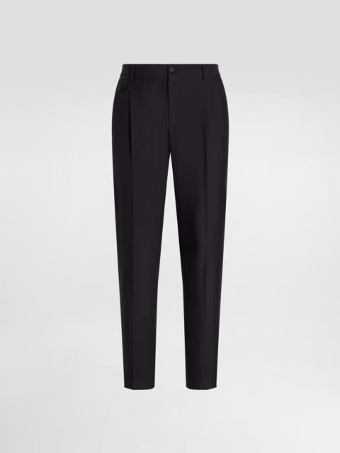 Silk and gabardine trousers