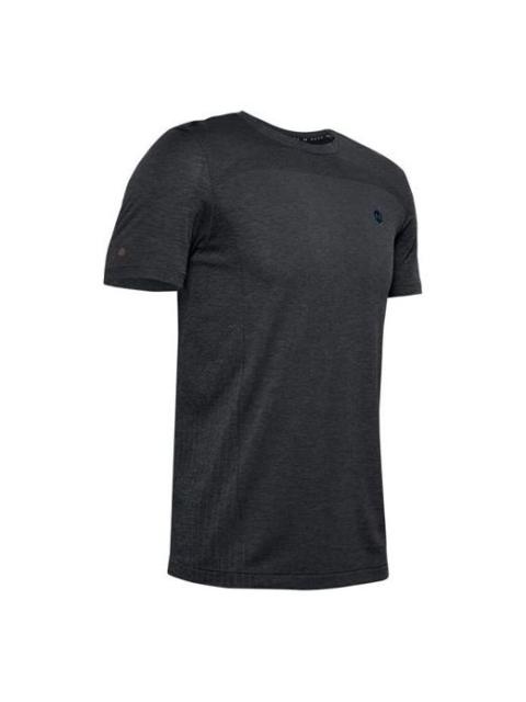 Men's Under Armour Rush Seamless Fitted Casual Sports Round Neck Breathable Short Sleeve Black 13514