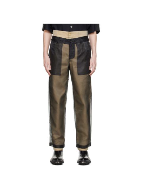 Black & Beige Layered Trousers